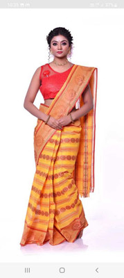 BiswasTextiles Self Design Handloom Pure Cotton Saree(White)