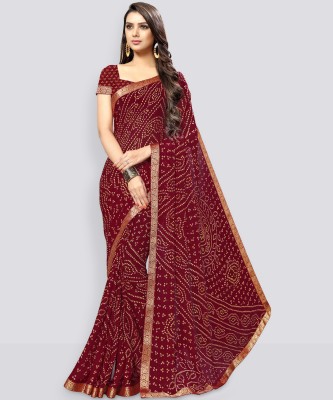 Samah Geometric Print, Printed, Embellished Bollywood Georgette, Chiffon Saree(Maroon)