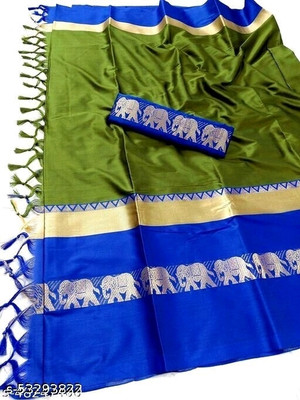 Mortal Textile Woven Handloom Cotton Silk Saree(Maroon)
