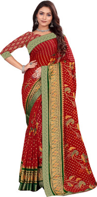 Ridham Sarees Geometric Print Bollywood Chiffon Saree(Maroon)