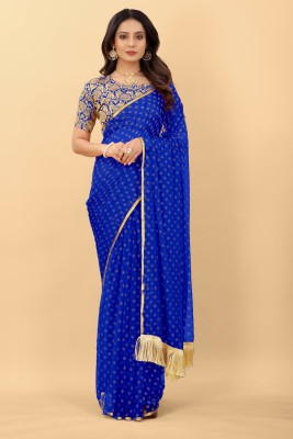 Parmila Fashion Embellished Bhagalpuri Chiffon Saree(Blue)