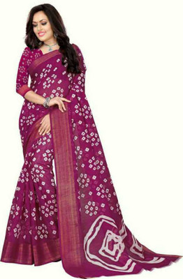 Vimalnath Synthetics Printed Daily Wear Cotton Blend Saree(Magenta)