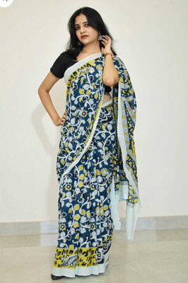 CRAFTWELL Self Design Handloom Pure Cotton Saree(Multicolor)