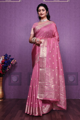 ShopGlobal Woven, Printed Banarasi Jacquard, Art Silk Saree(Pack of 2, Pink)