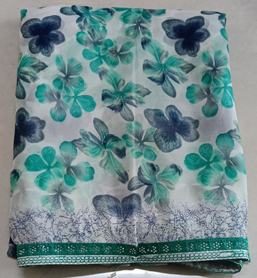 GRIFEZ Floral Print Bollywood Georgette Saree(Light Green)