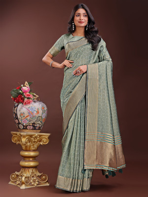 Divastri Woven Banarasi Organza Saree(Green)