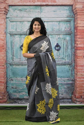 SAMAYARA FASHION Digital Print Bollywood Cotton Blend Saree(Black)