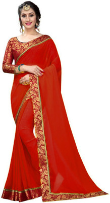 Flip The Style Printed Bollywood Georgette Saree(Red)