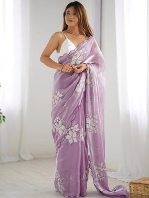 MM BROTHERS Floral Print Bollywood Chiffon Saree(Multicolor)