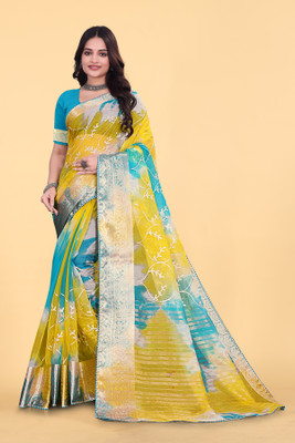 Aarunika SBT Solid/Plain Bollywood Organza Saree(Light Blue)