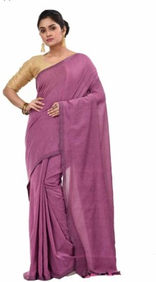 Shyamalisaree Solid/Plain Handloom Pure Cotton Saree(Pink)