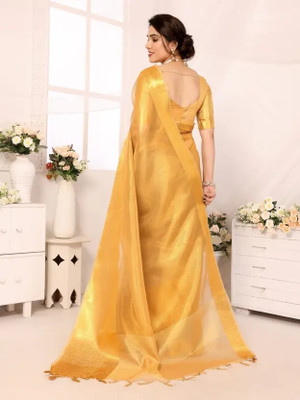 AHMAD TRADER Woven Banarasi Handloom Tissue Saree(Gold)