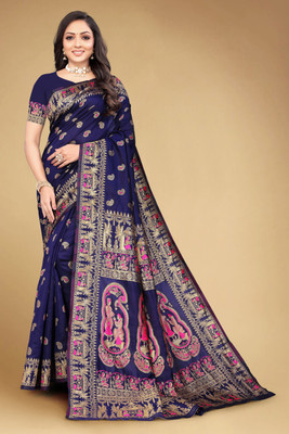 Vartul Enterprise Self Design Bollywood Jacquard Saree(Multicolor)