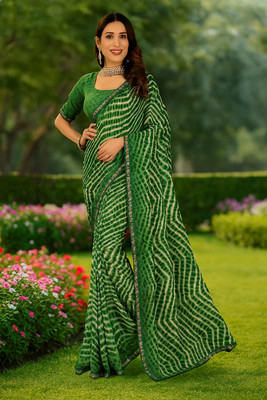Samai Printed Daily Wear Georgette Saree(Green)