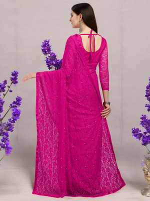 NEXA Self Design Bollywood Net Saree(Pink)