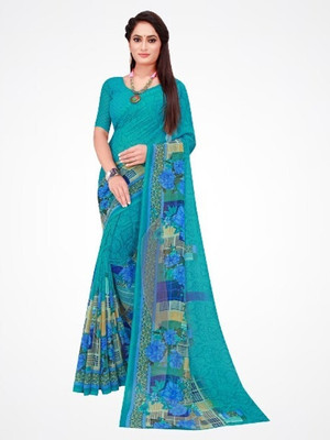 Suali Printed Daily Wear Georgette Saree(Light Blue)