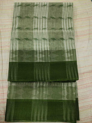 HARE KRISHNA ENTERPRISE Printed Tant Pure Cotton Saree(Light Green)