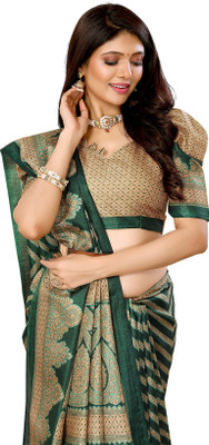 Priyashi Printed Mysore Art Silk Saree(Green)