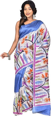 Ramshyam Collection Hand Painted Hand Batik Pure Silk Saree(Multicolor)