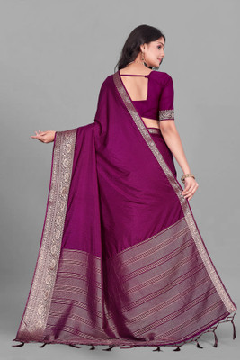 Aarunika BS Solid/Plain Bollywood Pure Silk Saree(Magenta)