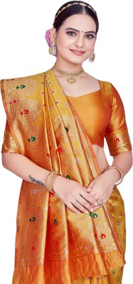 SHRIMAY Woven, Self Design Bollywood Art Silk, Jacquard Saree(Gold)