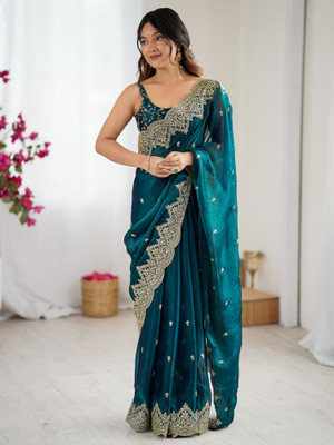 Sareemall Embellished Bollywood Chiffon Saree(Blue)