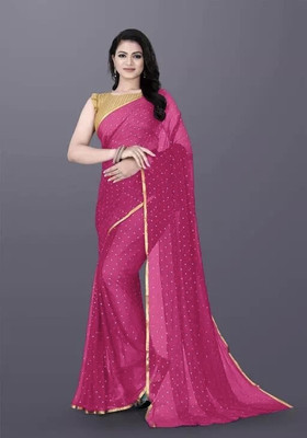 ELEGANCE FAB Polka Print Bollywood Chiffon Saree(Purple)