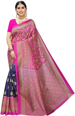 Saadhvi Woven Bollywood Art Silk Saree(Blue, Pink)