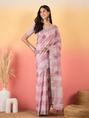 Sangria Woven Paithani Linen Saree(Purple)