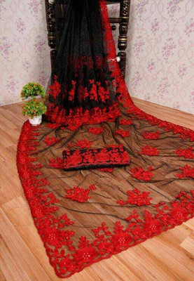 LUTAD FAB Embroidered Bollywood Net Saree(Multicolor)
