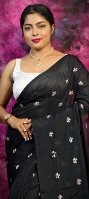 KISHORI PUNJABI MAHAL Self Design Handloom Cotton Blend Saree(Magenta)