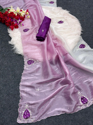 Kstabhanjan Self Design, Embroidered Bollywood Satin Saree(Purple)