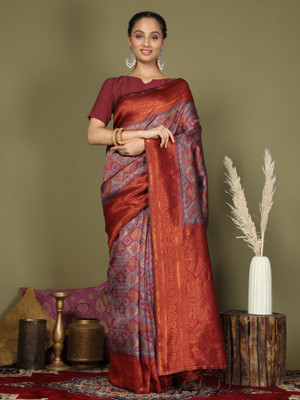Divastri Woven Patola Silk Blend Saree(Purple)