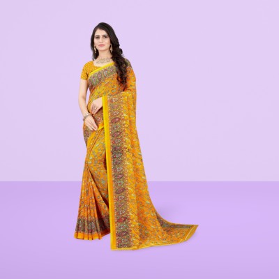 Leelavati Printed Daily Wear Georgette Saree(Yellow)