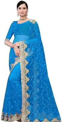 LUTAD FAB Embroidered Bollywood Net Saree(Light Green)
