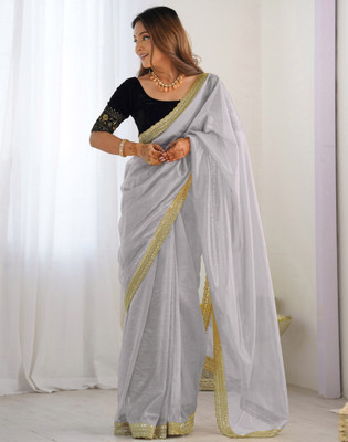 Satrani Embellished, Embroidered Bollywood Net Saree(Grey)