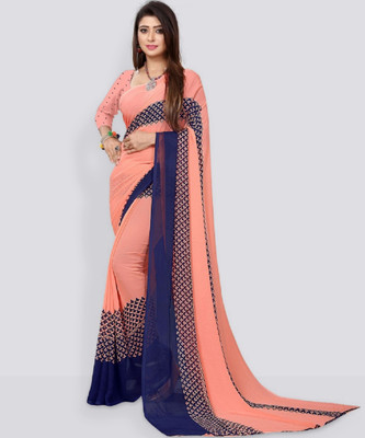 Kanooda Prints Floral Print Daily Wear Georgette Saree(Pink)