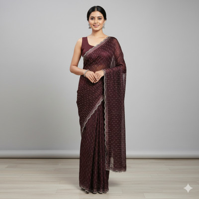 Sudev fashion Embellished Bollywood Net Saree(Maroon)