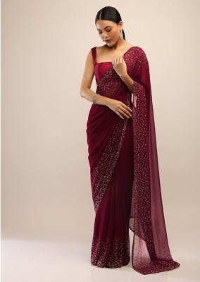 SWADESI STUFF Embellished Bollywood Georgette Saree(Maroon)