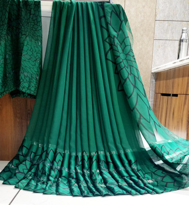DEVICE OF HOVID FASHION Printed Daily Wear Georgette Saree(Dark Green)