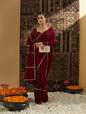 KASEE Self Design Bollywood Chiffon Saree(Maroon)