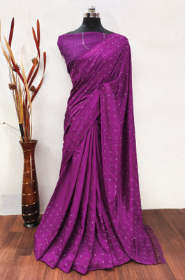 Divastri Woven, Embellished, Dyed, Solid/Plain Bollywood Pure Silk, Art Silk Saree(Purple)