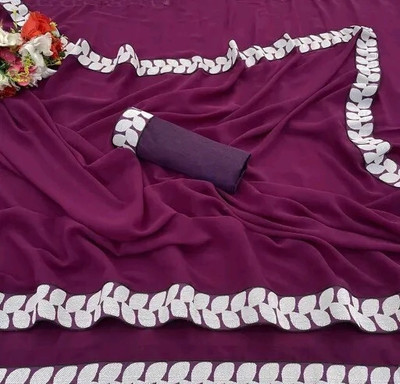 Samrudhh Solid/Plain Bollywood Georgette Saree(Purple)