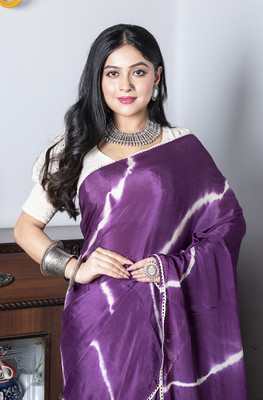 MorChari Printed Daily Wear Chiffon Saree(Purple)
