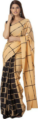 Clothonus Printed Ikkat Pure Cotton Saree(Cream)