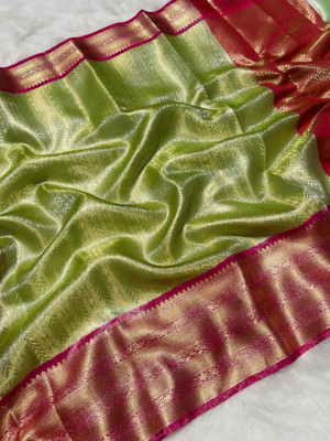 Dujjan Silk Emporium Woven Banarasi Tissue Saree(Light Green)