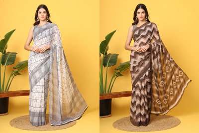 Leelavati Printed Daily Wear Chiffon Saree(Pack of 2, Multicolor)