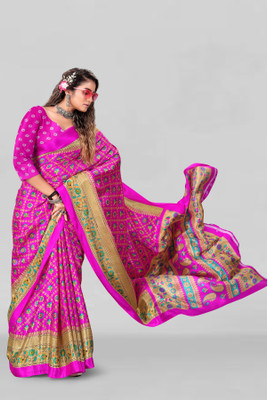 Leelavati Printed Daily Wear Cotton Blend Saree(Pink)