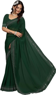 MANISHA Embellished Bollywood Georgette Saree(Green)