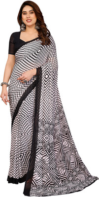Moda Rapido Geometric Print Daily Wear Georgette Saree(Black)